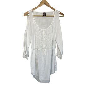 VTG Free People Top White Gauze Lace Peasant Blouse Hippie Whimsy Cottagecore L